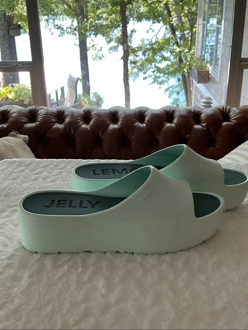 Platform Slide Sandals in Mint Green — Lightweight Everyday Elevation